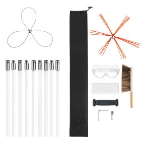 Chimney Sweep Kit, 30 ft Maximum Extendable Length Chimney Brush, Chimney Cleaner Sweeper with Dual Brush Heads, Brush & Goggles