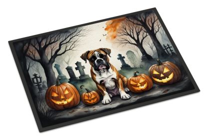 NEW Boxer Spooky Halloween Doormat Front Door Mat Indoor Outdoor Rugs for Entryway, Non Slip Washable Low Pile, 18H X 27W