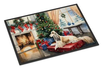 NEW Afghan Hound Cozy Christmas Doormat Front Door Mat Indoor Outdoor Rugs for Entryway, Non Slip Washable Low Pile, 18H X 27W