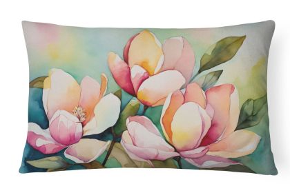 State Watercolor Flowers Throw Pillow Throw Pillow for Indoor Couch Bed Outdoor Patio Washable, Mississippi Magnolia 1676,12Hx16W