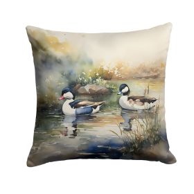 Bufflehead Throw Pillow Machine Washable, Indoor Outdoor Decorative Pillow for Couch, Bed or Patio, 14Hx14W