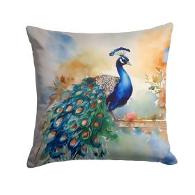 Peacock Throw Pillow Machine Washable, Indoor Outdoor Decorative Pillow for Couch, Bed or Patio, 14Hx14W