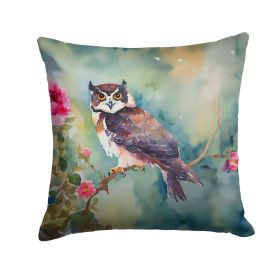 Spectacled Owl Throw Pillow Machine Washable, Indoor Outdoor Decorative Pillow for Couch, Bed or Patio, 14Hx14W