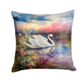 Swan Throw Pillow Machine Washable, Indoor Outdoor Decorative Pillow for Couch, Bed or Patio, 14Hx14W