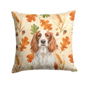 Welsh Springer Spaniel Heirloom Fall Throw Pillow Decorative Indoor Outdoor Accent Cushion for Couch, Bed or Patio, 14Hx14W