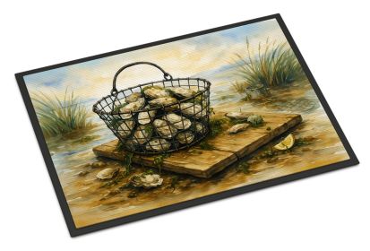 Oyster Catch Doormat Front Door Mat Indoor Outdoor Rugs for Entryway, Non Slip Washable Low Pile, 24H X 36W