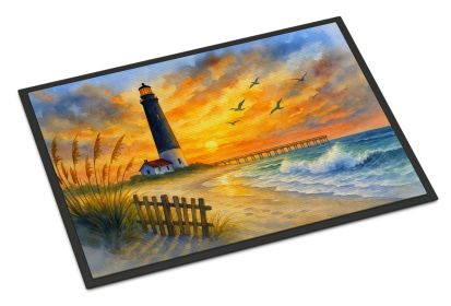 Beach Lighthouse Doormat Front Door Mat Indoor Outdoor Rugs for Entryway, Non Slip Washable Low Pile, 18H X 27W