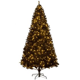 7.5 FT Tall PreLit Artificial Christmas Tree with Realistic Branches, 500 Warm White LED Lights and 1346 Tips, Black (Option: Black-1220x360x380 mm)