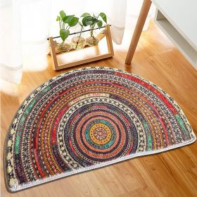 Bohemian Vintage Semi Circular Carpet, Half Round Door Mat,Semi Circle Bathroom Floor Rug,Mandala Boho Bohemian Non-Slip Welcome Entrance Way Abs (Option: 60cm90cm)