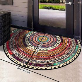 Bohemian Vintage Semi Circular Carpet, Half Round Door Mat,Semi Circle Bathroom Floor Rug,Mandala Boho Bohemian Non-Slip Welcome Entrance Way Abs (Option: 80cm120cm)