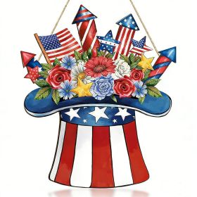 Wooden plaque pendants, holiday plaques, wall signs, signage decorations, hanging paintings, Independence Day in the United States (Color: 15, size: 30cm)