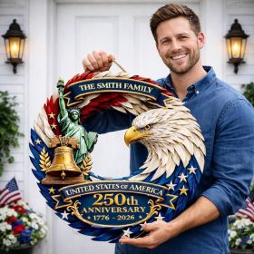 1 pc 250th anniversary of American independence, bald eagle commemorative wooden plaque, home porch decoration, wooden hanging board (Color: 5, size: 20*20*0.5cm)