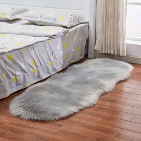 1pc, Wool Carpet Long Fur Carpet Indoor Bedroom Floor Mat 23.62*70.87inch Ripped Shape Acrylic 80% Polyester 20% Suede Fleece Bottom Long Fur Car (Color: grey, size: 23.62*70.87inch)