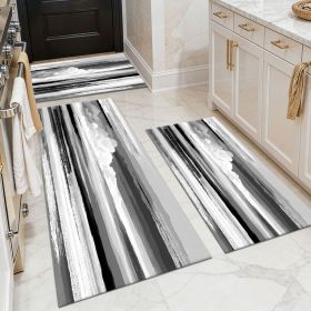 Three-piece kitchen rug set, non-slip and washable, abstract pattern kitchen hallway rug, soft and comfortable, suitable for sinks, floors, entra (Main Color: White, Main Material: Polyester)