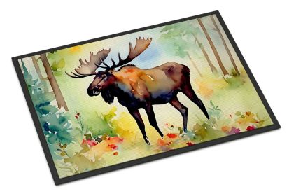NEW Moose Doormat Front Door Mat Indoor Outdoor Rugs for Entryway, Non Slip Washable Low Pile, 18H X 27W (Default: Default)