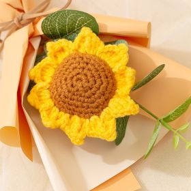 Mini Sunflower Hand-woven Bouquet Wool Knitted Flower Souvenir Teacher's Day Christmas Valentine's Day Gift (Option: 15x13cm)